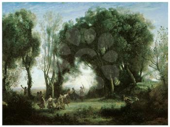 Royalty Free Clipart Image of the Morning Dance of the Nymphs by Camille Corot