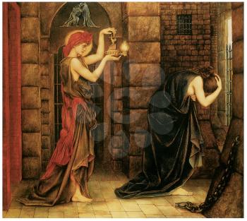 Royalty Free Clipart Image of Hope in the Prison of Despair by Evelyn De Morgan