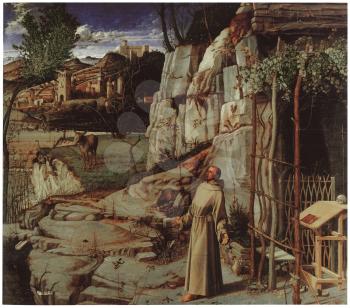 Royalty Free Clipart Image of St. Francis in the Desert by Giovanni Bellini