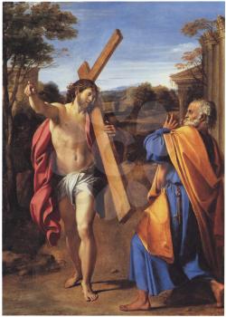 Royalty Free Clipart Image of Christ Appearing to St. Peter on the Appian Way by Annibale Carracci