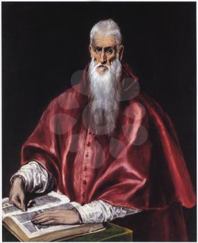 Royalty Free Clipart Image of Saint Jerome as a Scholar by El Greco