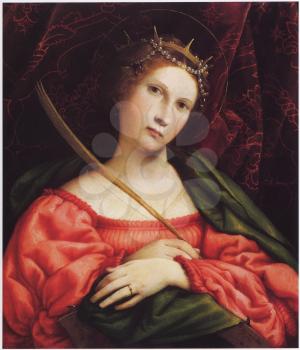 Royalty Free Clipart Image of St. Catherine of Alexandria by Lorenzo Lotio