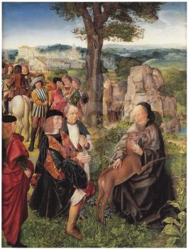 Royalty Free Clipart Image of St. Giles and the Hind by Master of St. Giles