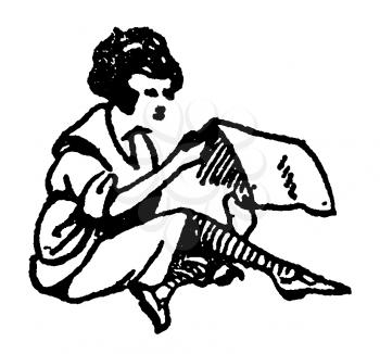 Royalty Free Clipart Image of a Woman Reading 