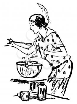 Royalty Free Clipart Image of a Woman Cooking