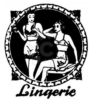 Royalty Free Clipart Image of a Vintage Lingerie Advertisement