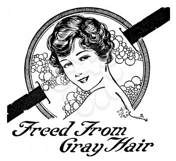 Royalty Free Clipart Image of a Vintage Hair Dye Advertisement