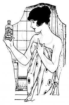 Royalty Free Clipart Image of a Woman Getting Out of the Shower 