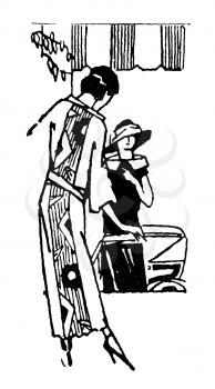 Royalty Free Clipart Image of Women on the street