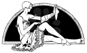 Royalty Free Clipart Image of a Woman playing With Hosiery