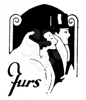 Royalty Free Clipart Image of a Vintage Advertisement for Fur