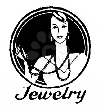 Royalty Free Clipart Image of a Vintage Jewellery Advertisement 