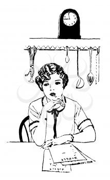 Royalty Free Clipart Image of a Woman Writing out a List