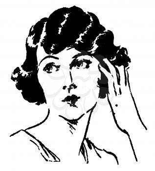 Royalty Free Clipart Image of a Portrait of a Woman Running her Hand Through her Hair 