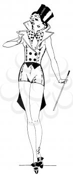 Royalty Free Clipart Image of a Female Magician 