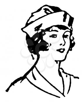 Royalty Free Clipart Image of a Woman in Sailor Clothes