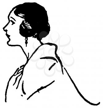 Royalty Free Clipart Image of a Portrait of a Woman Turned to the Side 