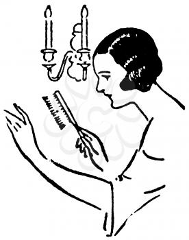 Royalty Free Clipart Image of a Woman Cleaning with a Brush 
