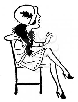 Royalty Free Clipart Image of a Woman Sitting and Chatting 