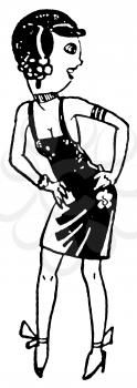 Royalty Free Clipart Image of a Woman Dresses to go Out