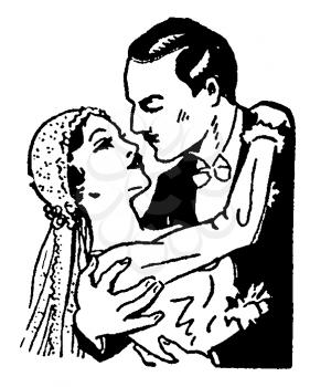 Royalty Free Clipart Image of a Husband and Wife About to Kiss 