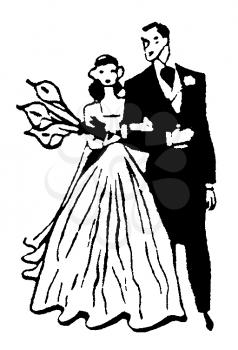 Royalty Free Clipart Image of a Father Walking His Daughter Down the Aisle 