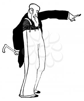 Royalty Free Clipart Image of an Old Man Pointing
