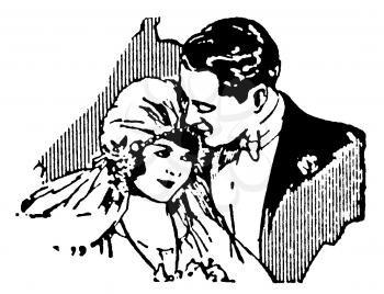 Royalty Free Clipart Image of a Newly Wed Couple