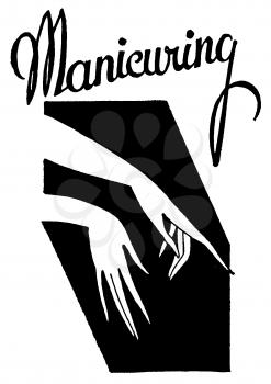 Royalty Free Clipart Image of a Vintage Manicuring Advertisement 