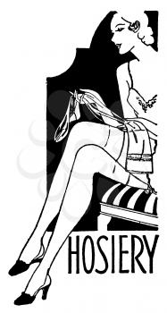 Royalty Free Clipart Image of a Vintage Hosiery Advertisement