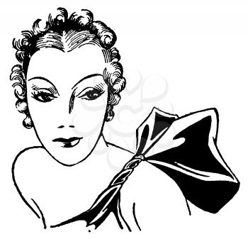 Royalty Free Clipart Image of a Portrait of a Woman Dressed to go Out 