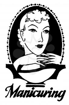 Royalty Free Clipart Image of a Vintage Manicuring Advertisement