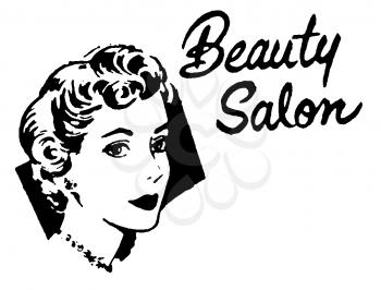 Royalty Free Clipart Image of a Vintage Beauty Salon Advertisement 