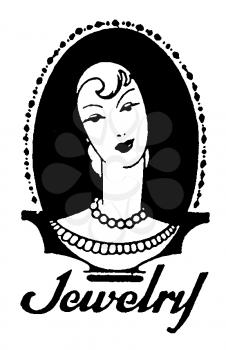 Royalty Free Clipart Image of a Vintage Jewellery Advertisement