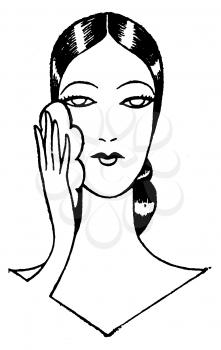 Royalty Free Clipart Image of a Woman Washing Her Face With a Cloth