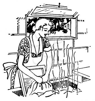 Royalty Free Clipart Image of a Woman Doing Laundry 