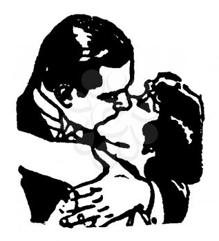 Royalty Free Clipart Image of a Couple Kissing 