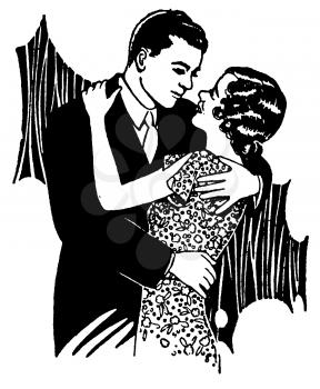 Royalty Free Clipart Image of a Couple Embracing Each Other 