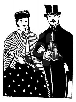 Royalty Free Clipart Image of a Portrait of a Couple 