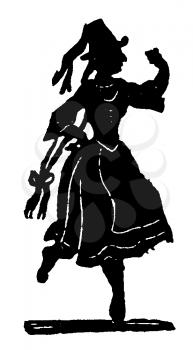 Royalty Free Silhouette Clipart Image of a Woman Dancing in Costume