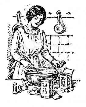Royalty Free Clipart Image of a Woman Preparing Food 