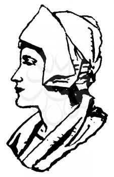Royalty Free Clipart Image of the Side Profile of a Woman's Face 