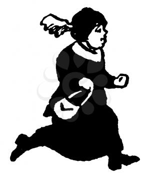 Royalty Free Clipart Image of an Elder Woman Running With Her Purse
