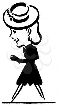 Royalty Free Clipart Image of a Cartoon Woman Walking 