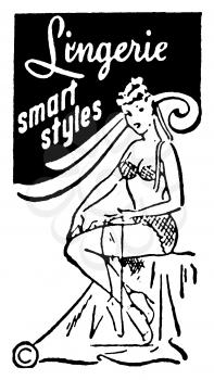 Royalty Free Clipart Image of a Vintage Lingerie Advertisement 
