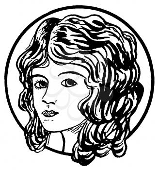 Royalty Free Clipart Image of a Portrait of a Woman's Face