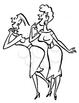 Royalty Free Clipart Image of Two Women Looking Excited
