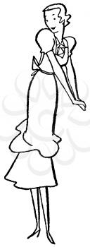 Royalty Free Clipart Image of a Cartoon Woman Posing 