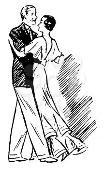 Royalty Free Clipart Image of a Couple Slow Dancing Together