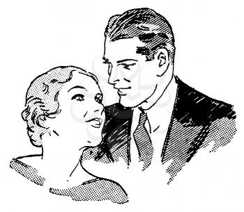 Royalty Free Clipart Image of a couple Giving Affectionate Gazes